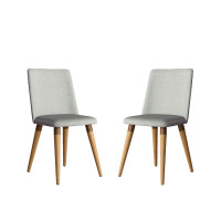 Manhattan Comfort 2-1023378 Dakota Linen/Synthetic Leather Dining Chair in Grey